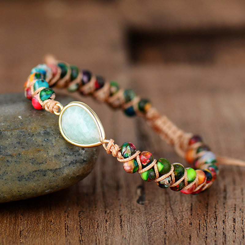 Bracelet tressé avec pendentif en cristal et perles en pierre naturelle Olivenorma