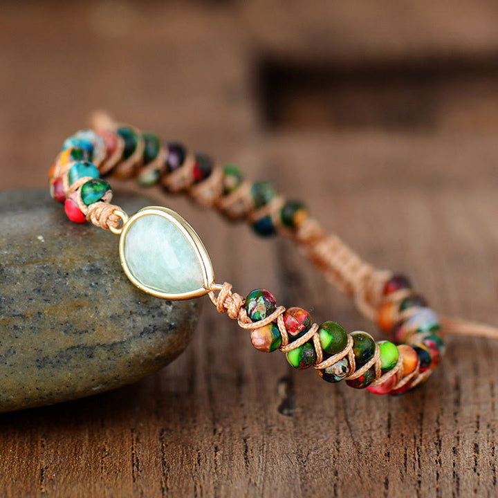 Bracelet tressé avec pendentif en cristal et perles en pierre naturelle Olivenorma
