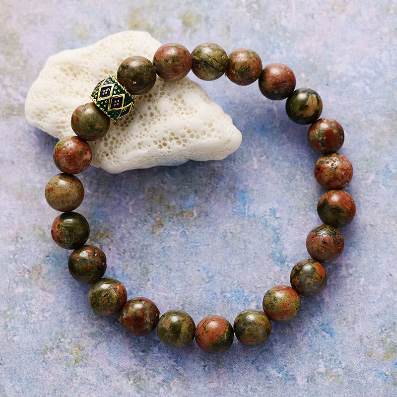 Bracelet de méditation et de yoga en perles de pierre naturelle Olivenorma de 8 mm