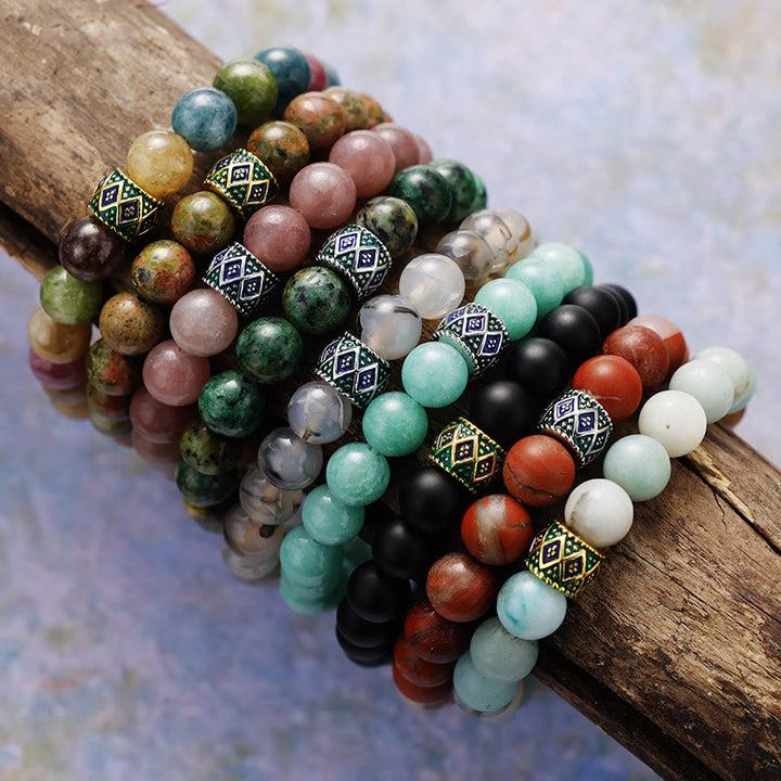 Bracelet de méditation et de yoga en perles de pierre naturelle Olivenorma de 8 mm