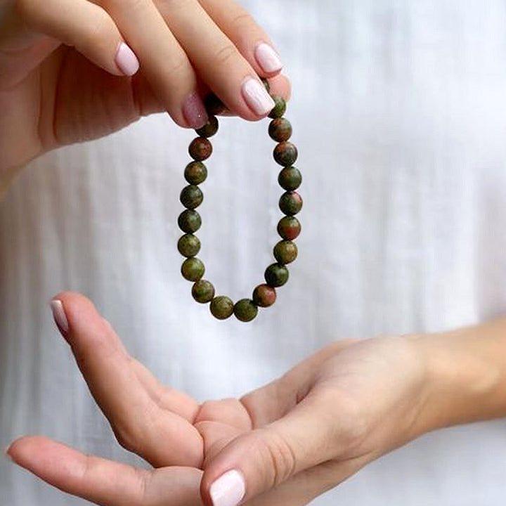 Bracelet de méditation et de yoga en perles de pierre naturelle Olivenorma de 8 mm