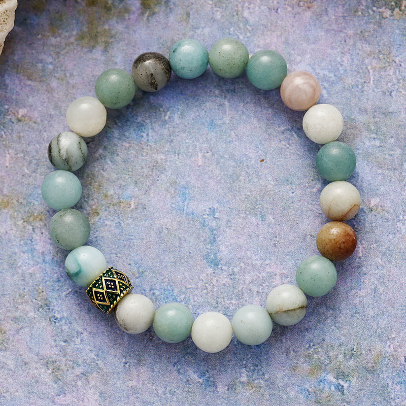 Bracelet de méditation et de yoga en perles de pierre naturelle Olivenorma de 8 mm