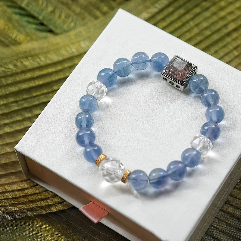 Bracelet en perles de fluorite bleu violet naturel Olivenorma - image 2
