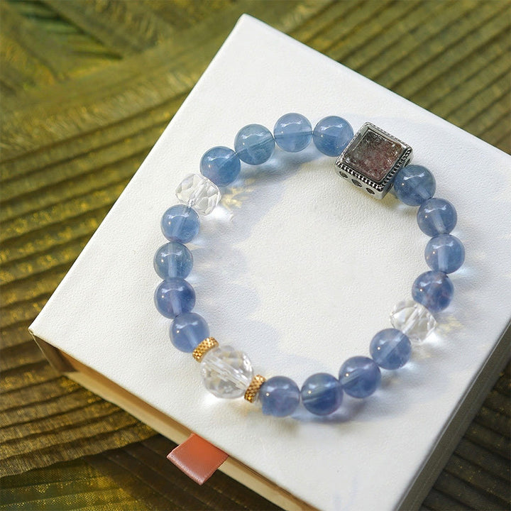 Bracelet en perles de fluorite bleu violet naturel Olivenorma - image 1