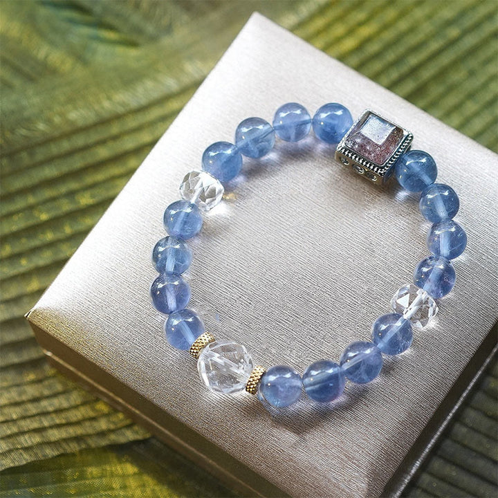 Bracelet en perles de fluorite bleu violet naturel Olivenorma - Fluorite bleue - 18 cm - image 0