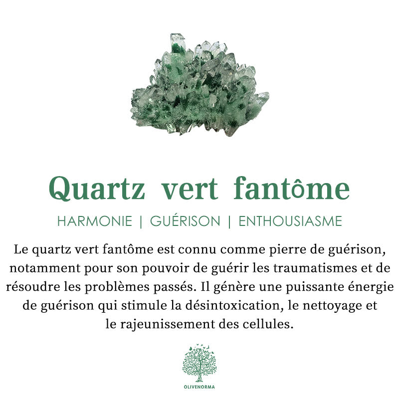 Bracelet en perles de quartz fantôme vert Olivenorma « Lucky »
