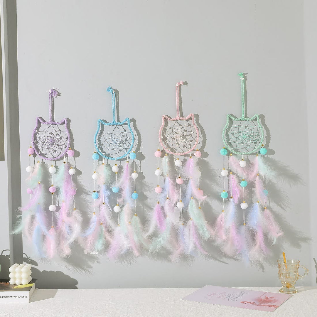 Attrape-rêves Olivenorma en forme de chat mignon, lune et étoiles