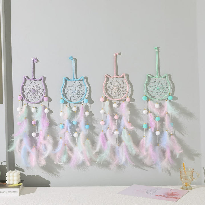 Attrape-rêves Olivenorma en forme de chat mignon, lune et étoiles