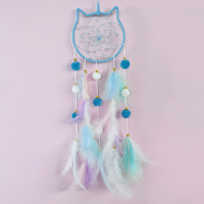 Attrape-rêves Olivenorma en forme de chat mignon, lune et étoiles