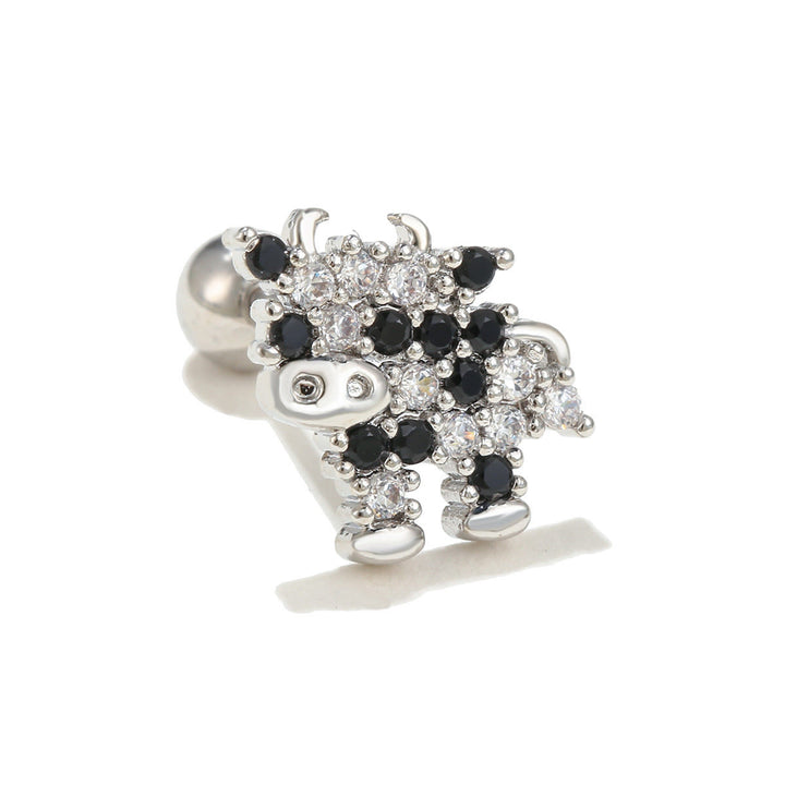 Boucles d'oreilles à clous en argent incrustées de zircons à motif mignon Olivenorma