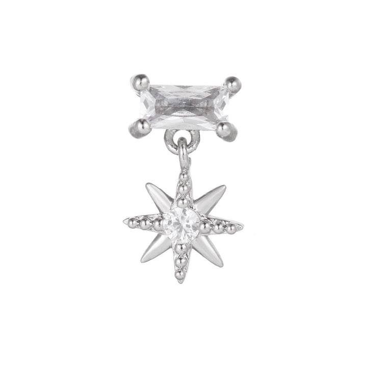 Boucles d'oreilles clous à motif mignon incrusté de zircons Olivenorma - Zircon Rectangulaire & Etoile - image 10