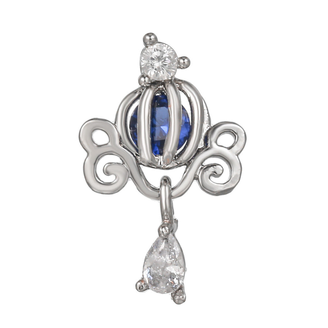 Boucles d'oreilles clous à motif mignon incrusté de zircons Olivenorma - Citrouille creuse en topaze bleue - image 5