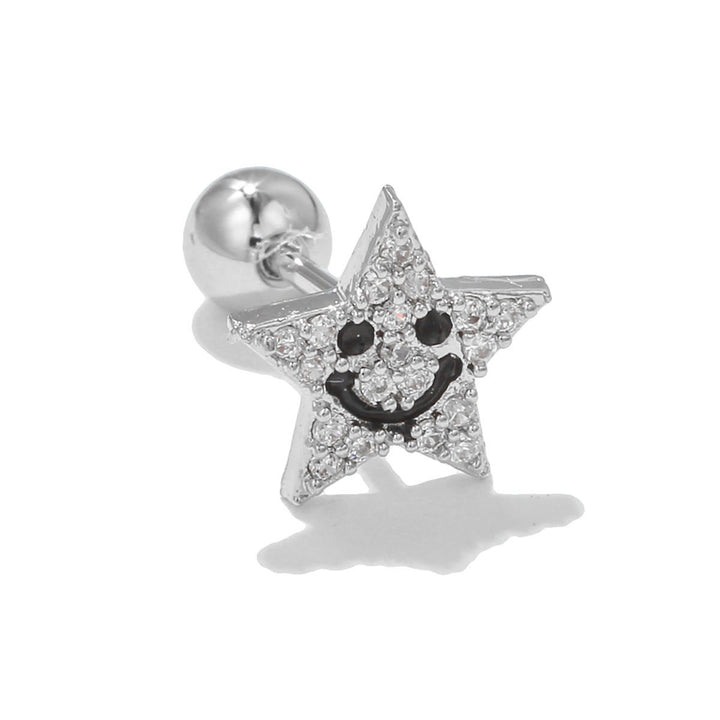 Boucles d'oreilles à clous en argent incrustées de zircons à motif mignon Olivenorma