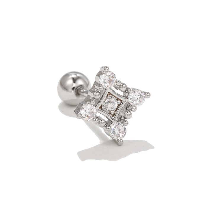 Boucles d'oreilles à clous en argent incrustées de zircons à motif mignon Olivenorma