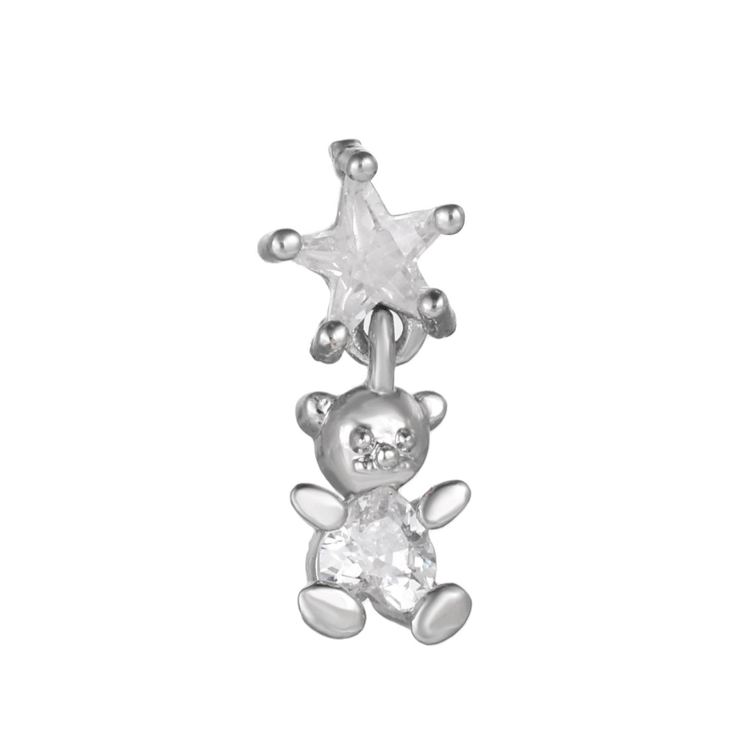 Boucles d'oreilles à clous en argent incrustées de zircons à motif mignon Olivenorma