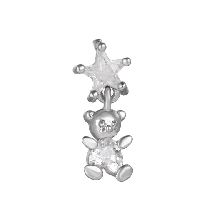 Boucles d'oreilles à clous en argent incrustées de zircons à motif mignon Olivenorma