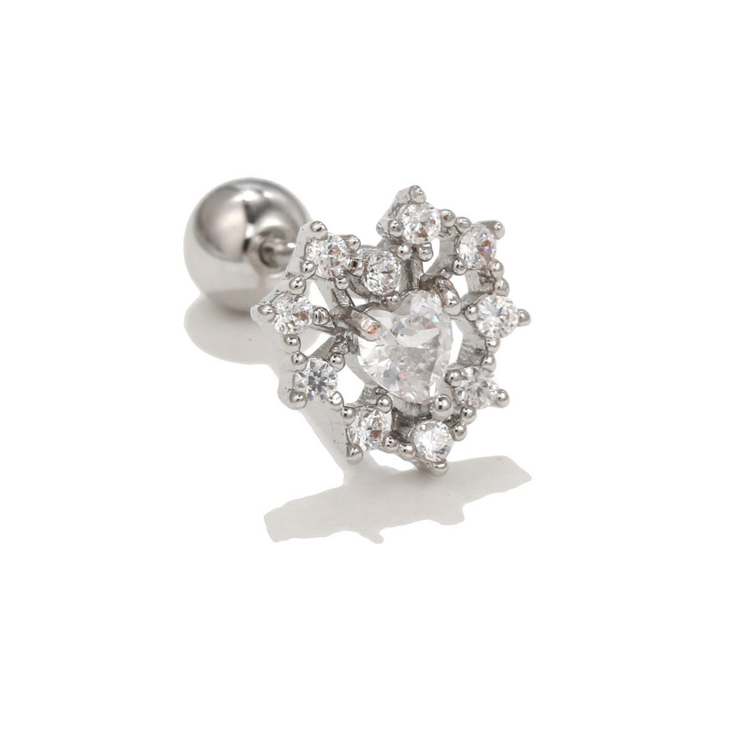 Boucles d'oreilles clous à motif mignon incrusté de zircons Olivenorma - Coeur creux - image 3