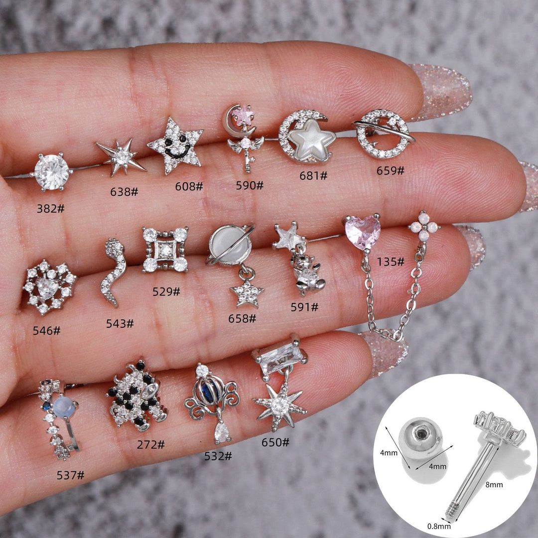 Boucles d'oreilles clous à motif mignon incrusté de zircons Olivenorma - image 0