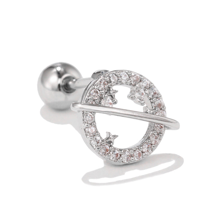 Boucles d'oreilles à clous en argent incrustées de zircons à motif mignon Olivenorma
