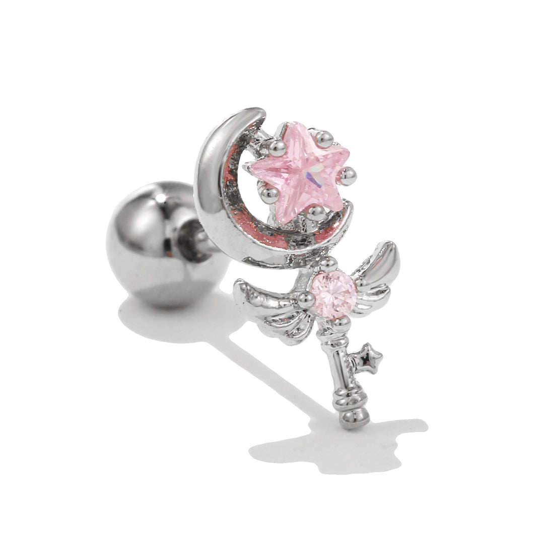 Boucles d'oreilles à clous en argent incrustées de zircons à motif mignon Olivenorma