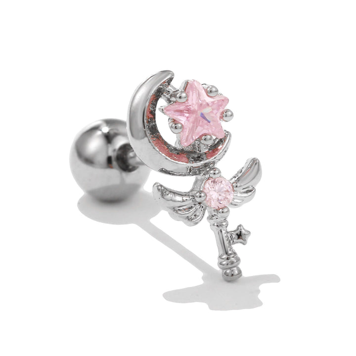 Boucles d'oreilles à clous en argent incrustées de zircons à motif mignon Olivenorma
