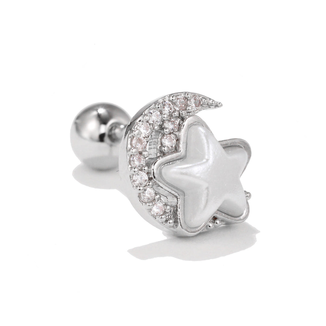 Boucles d'oreilles clous à motif mignon incrusté de zircons Olivenorma - Lune et étoile - image 12