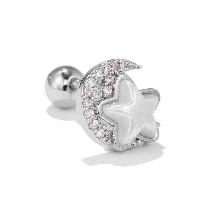Boucles d'oreilles clous à motif mignon incrusté de zircons Olivenorma - Lune et étoile - image 12