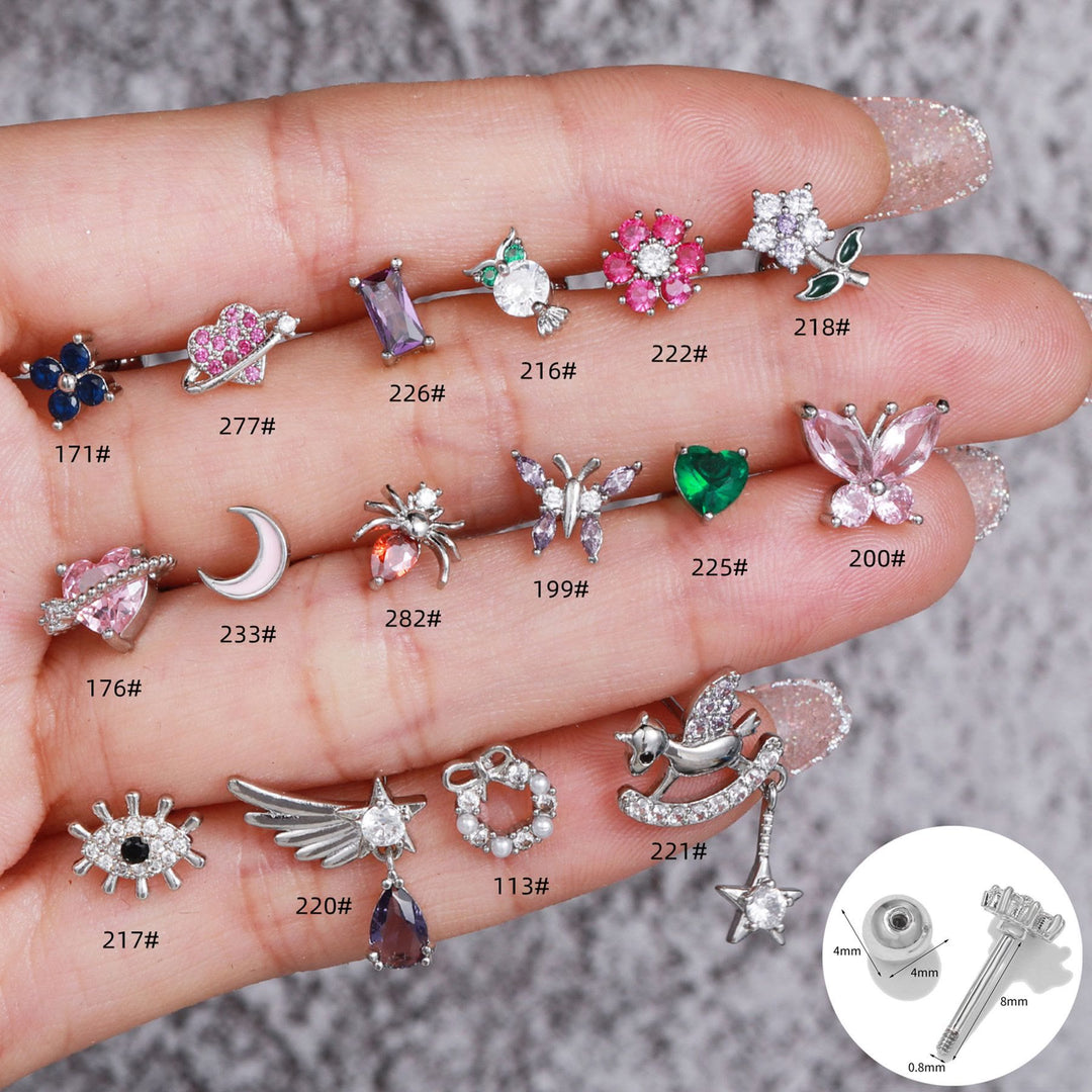 Boucles d'oreilles Olivenorma en zircone colorée taille papillon et cœur - image 0