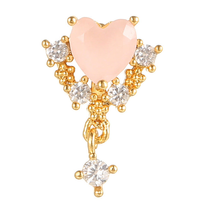 Boucles d'oreilles Olivenorma en zircon opale rose à coupe coeur ravissante - Opale cœur rose n° 3 - Doré - image 24