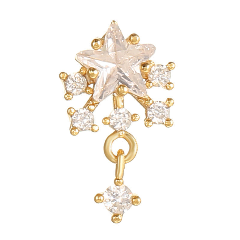 Boucles d'oreilles Olivenorma en zircon opale rose à coupe coeur ravissante - Zircon blanc et étoile - Doré - image 11
