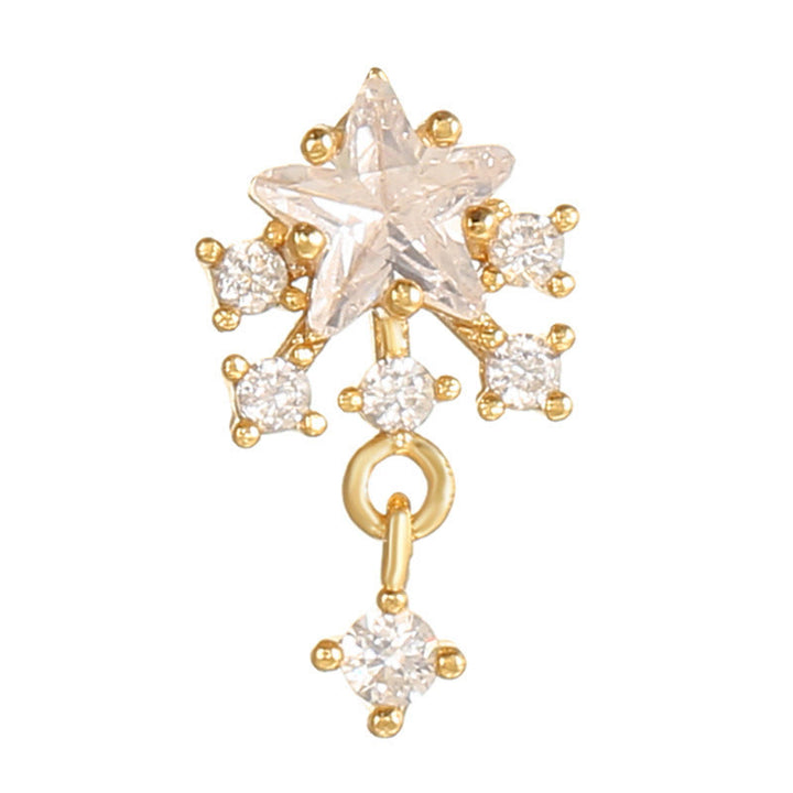 Boucles d'oreilles Olivenorma en zircon opale rose à coupe coeur ravissante - Zircon blanc et étoile - Doré - image 11