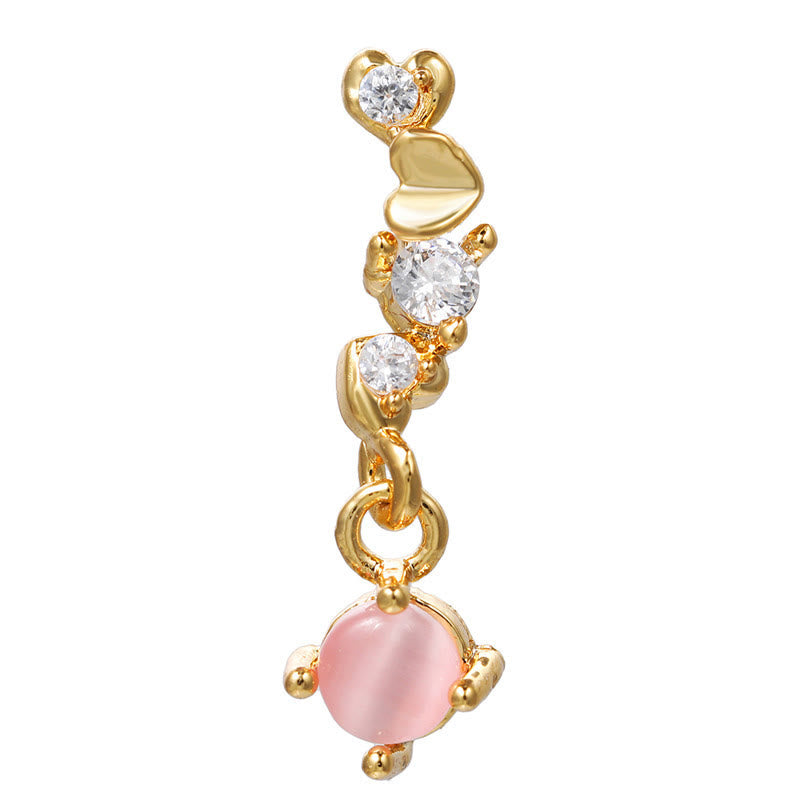 Boucles d'oreilles Olivenorma en zircon opale rose à coupe coeur ravissante - Pierre œil-de-chat rose - Doré - image 9
