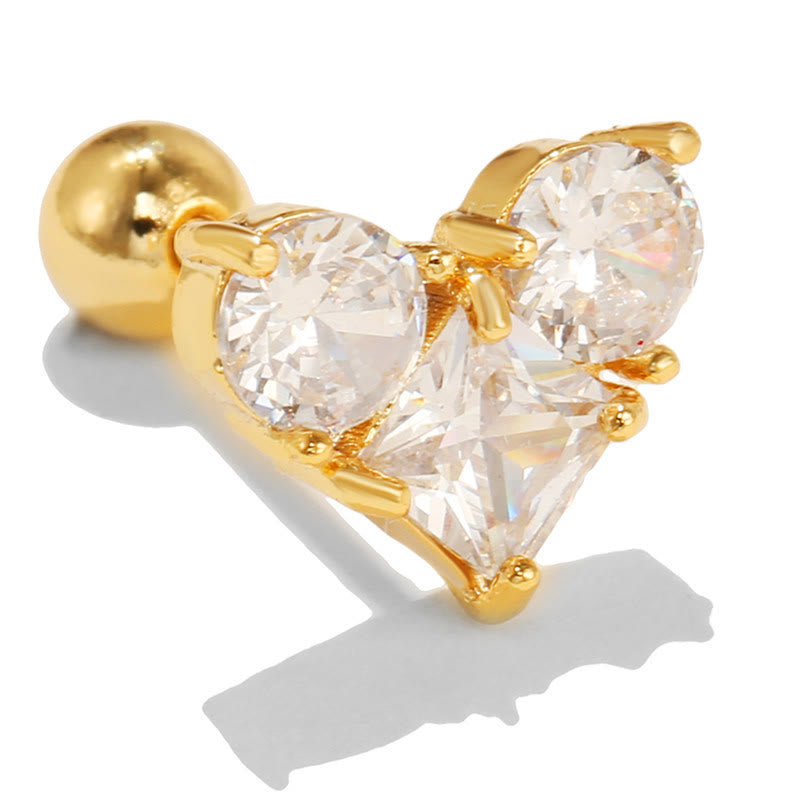 Boucles d'oreilles Olivenorma en zircon opale rose à coupe coeur ravissante - Zircon blanc en forme de cœur - Doré - image 14