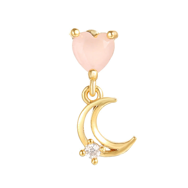 Boucles d'oreilles Olivenorma en zircon opale rose à coupe coeur ravissante - Opale Cœur Rose et Lune - Doré - image 6