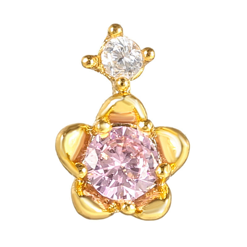 Boucles d'oreilles Olivenorma en zircon opale rose à coupe coeur ravissante - Zircon rose et fleur - Doré - image 20