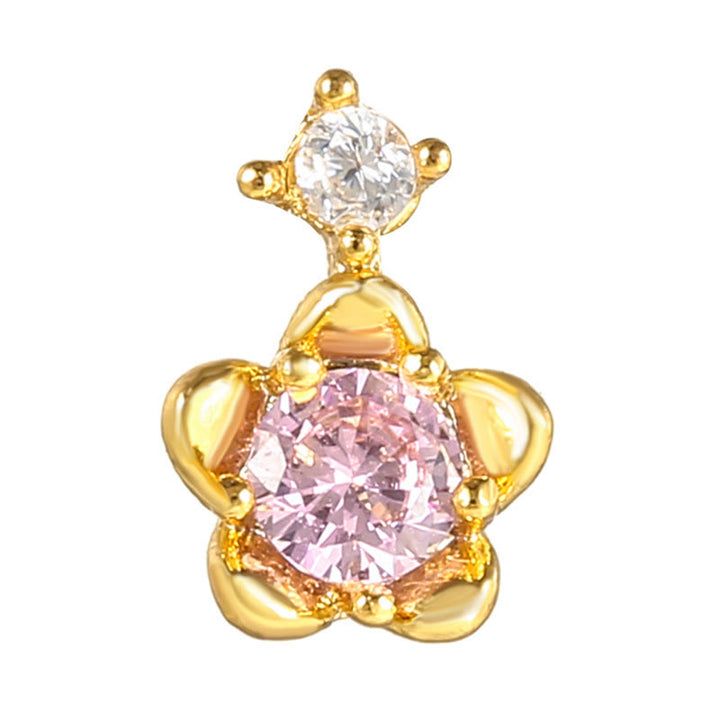 Boucles d'oreilles Olivenorma en zircon opale rose à coupe coeur ravissante - Zircon rose et fleur - Doré - image 20