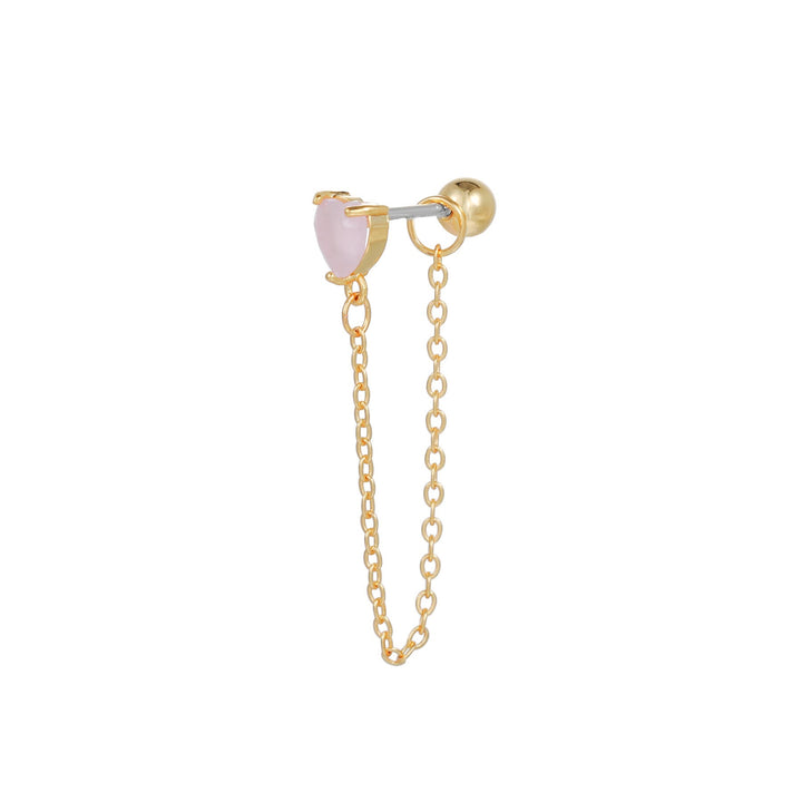 Boucles d'oreilles Olivenorma en zircon opale rose à coupe coeur ravissante - Opale cœur rose - Doré - image 7