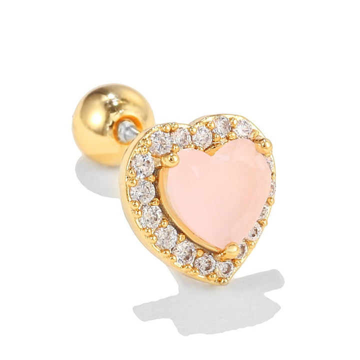 Boucles d'oreilles Olivenorma en zircon opale rose à coupe coeur ravissante - Opale cœur rose n° 2 - Doré - image 22