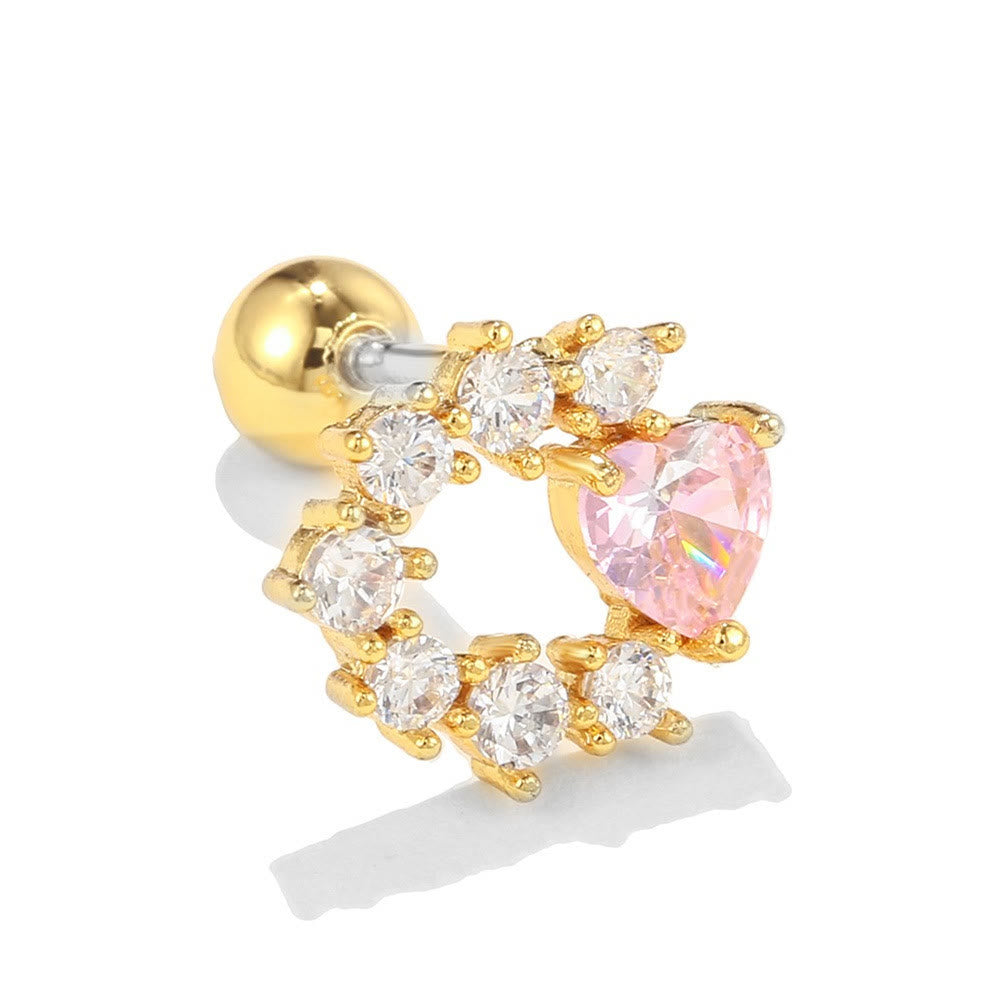 Boucles d'oreilles Olivenorma en zircon opale rose à coupe coeur ravissante - Zircon rose blanc creux - Doré - image 10