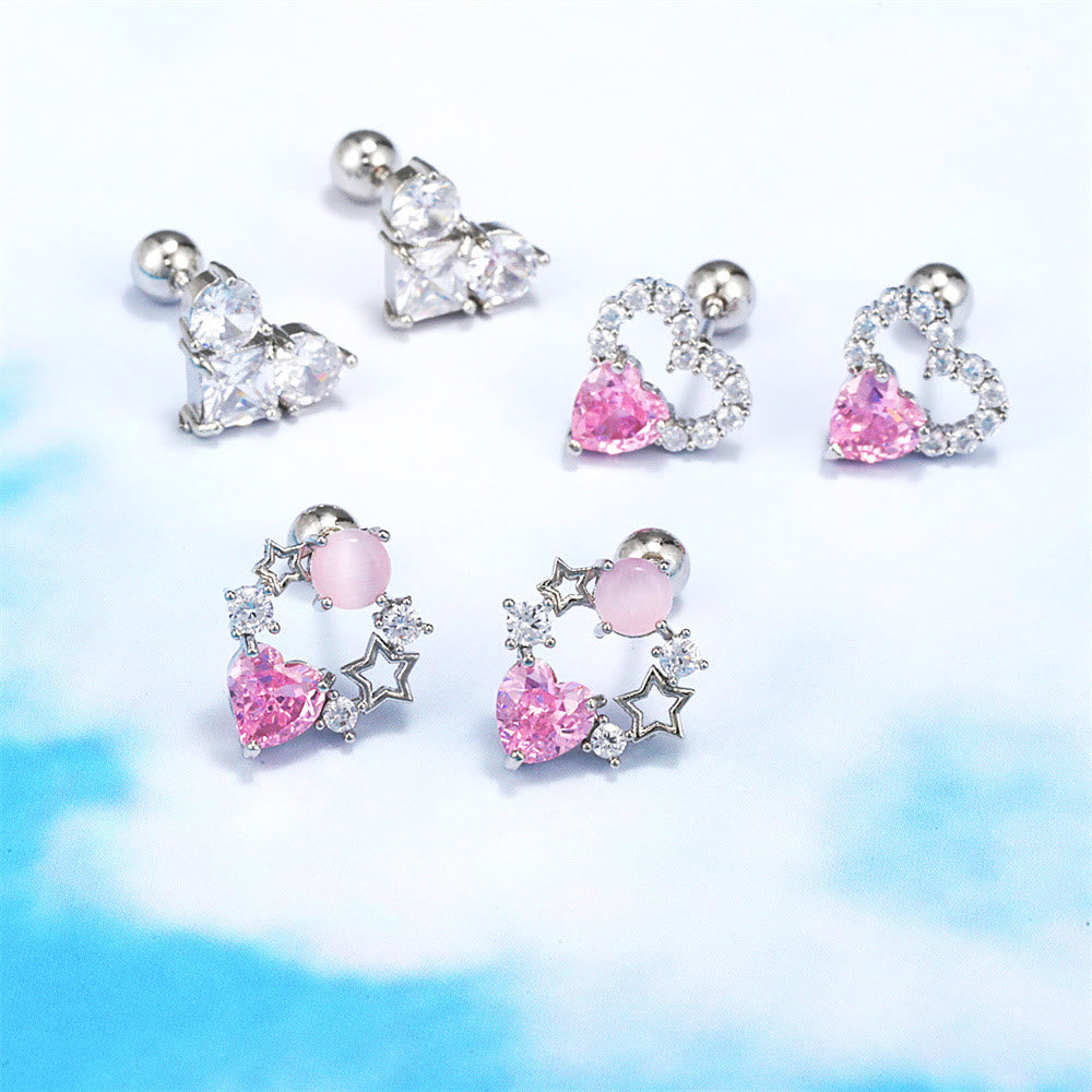 Boucles d'oreilles Olivenorma en zircon opale rose à coupe coeur ravissante - image 33
