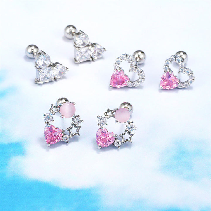 Boucles d'oreilles Olivenorma en zircon opale rose à coupe coeur ravissante - image 33