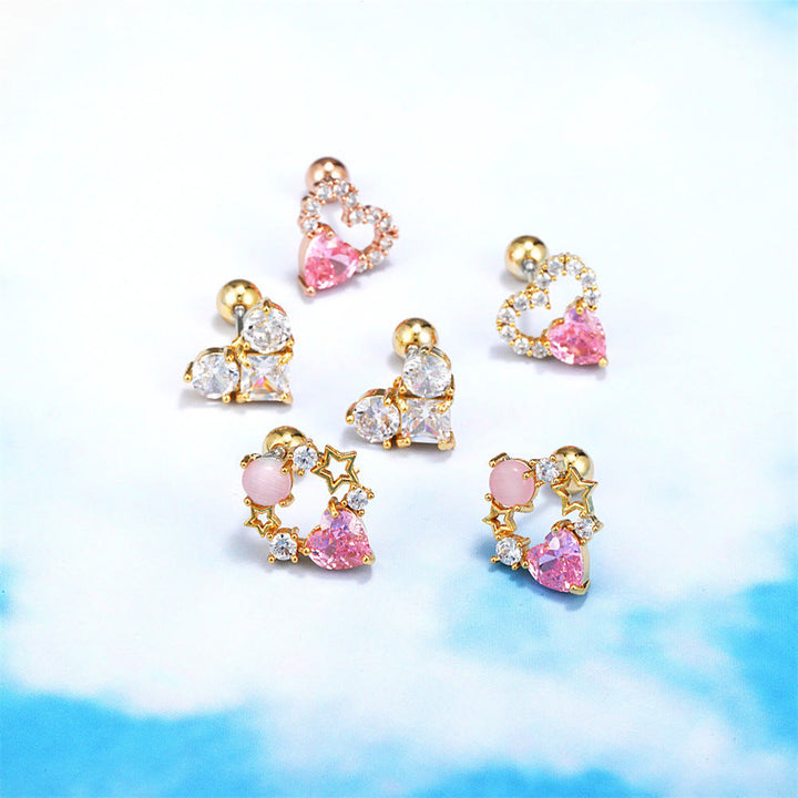 Boucles d'oreilles Olivenorma en zircon opale rose à coupe coeur ravissante - image 32