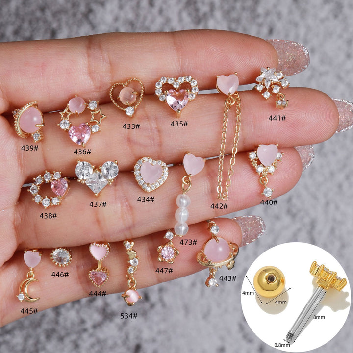 Boucles d'oreilles Olivenorma en zircon opale rose à coupe coeur ravissante - image 0