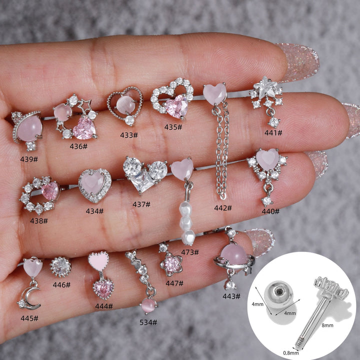 Boucles d'oreilles Olivenorma en zircon opale rose à coupe coeur ravissante - Opale cœur rose n° 3 - Argent - image 26