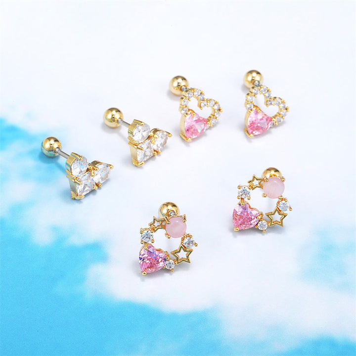 Boucles d'oreilles Olivenorma en zircon opale rose à coupe coeur ravissante - image 31