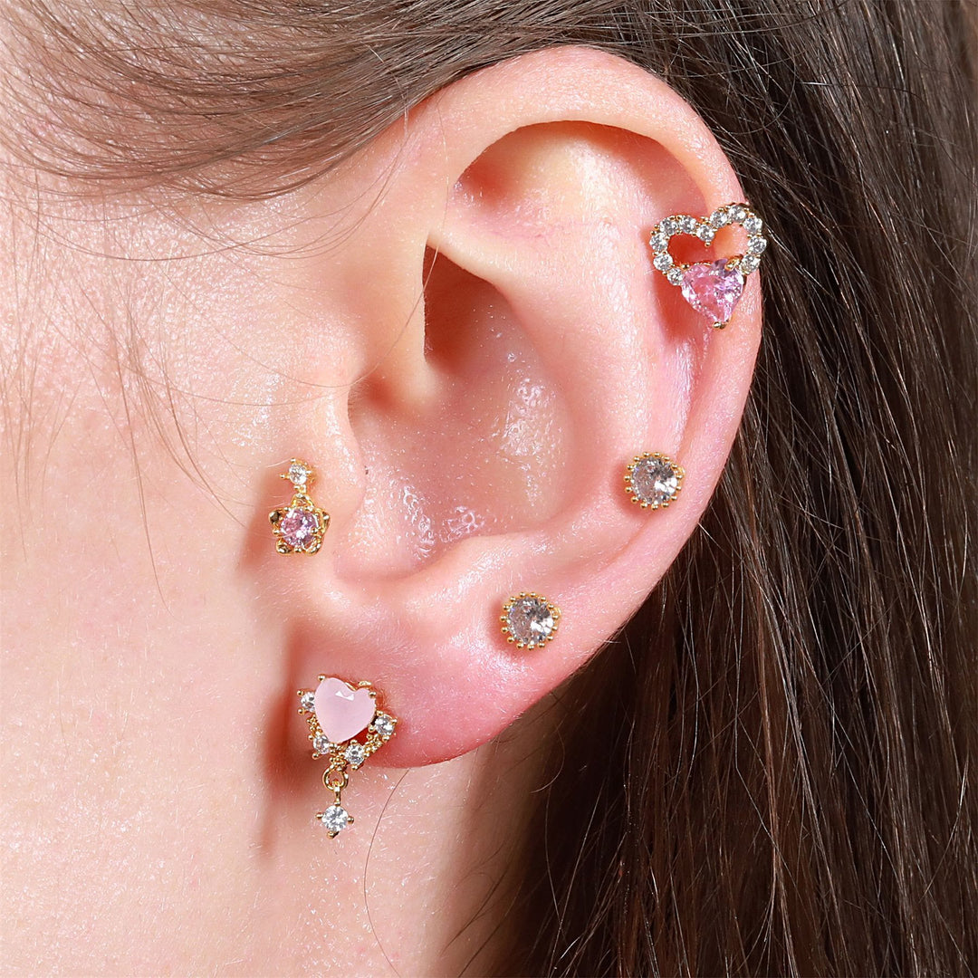 Boucles d'oreilles Olivenorma en zircon opale rose à coupe coeur ravissante - image 1