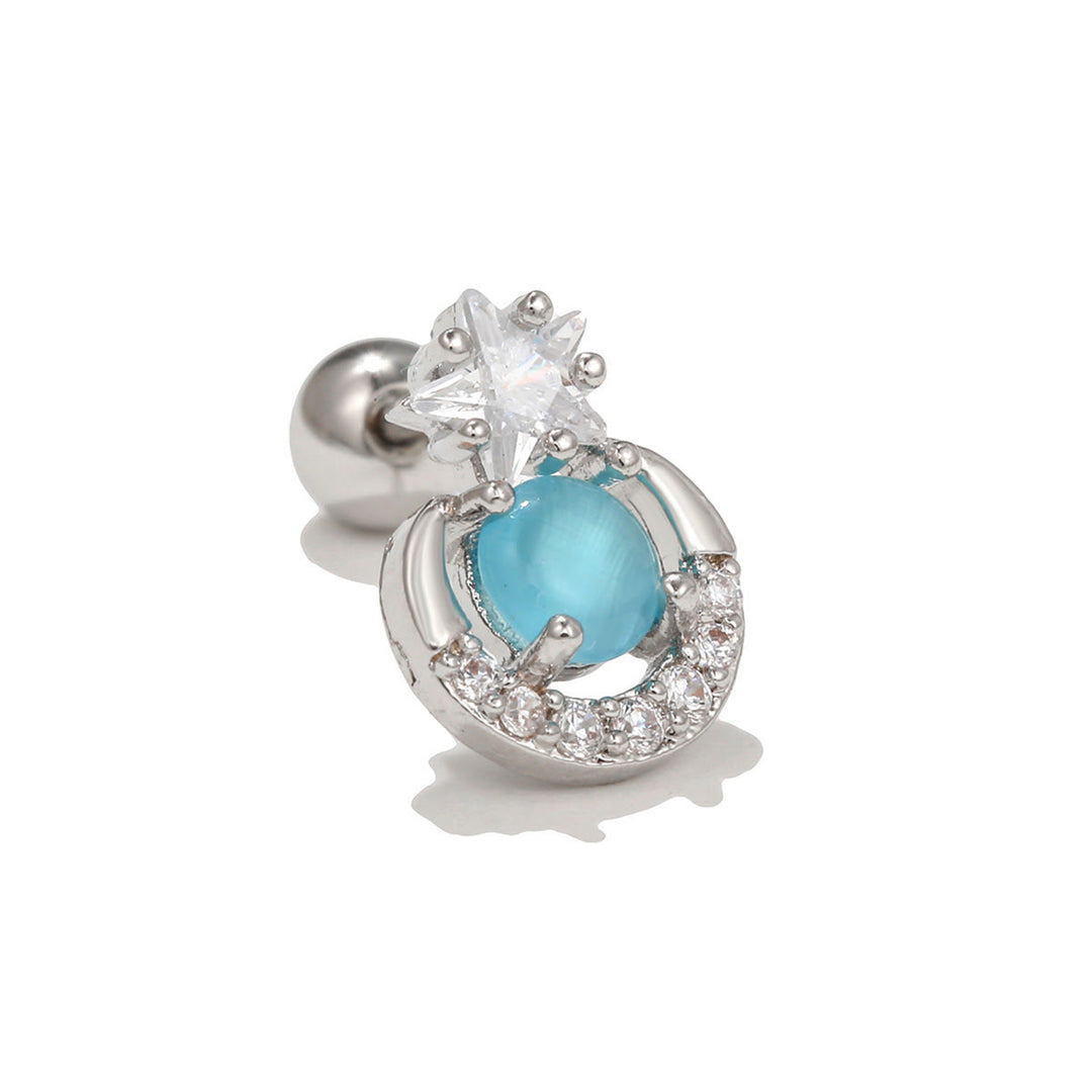 Boucles d'oreilles clous en zircon blanc exquis Olivenorma - Pierre Œil de chat bleu - image 18