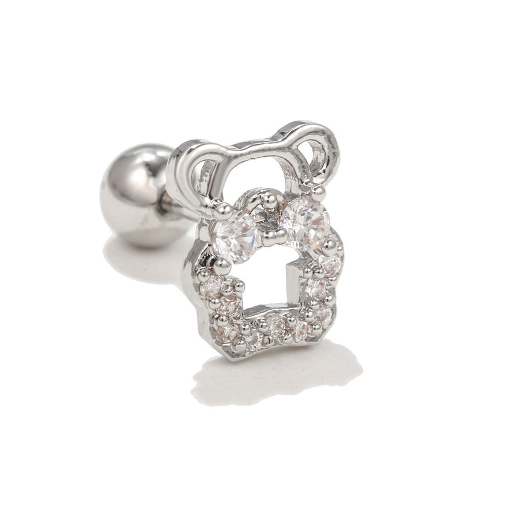 Boucles d'oreilles clous en zircon blanc exquis Olivenorma - Ours - image 3