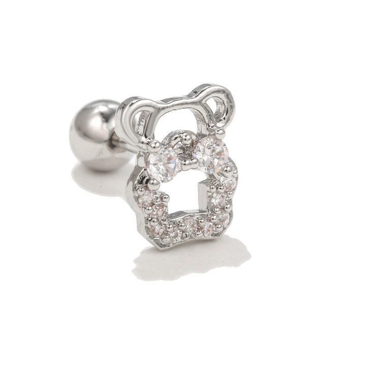 Boucles d'oreilles clous en zircon blanc exquis Olivenorma - Ours - image 3
