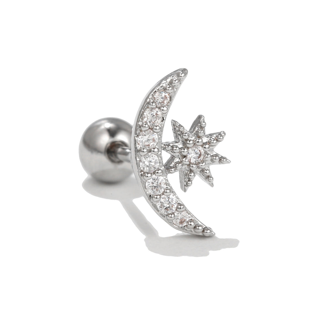 Boucles d'oreilles à clous en argent et zircon blanc exquises Olivenorma